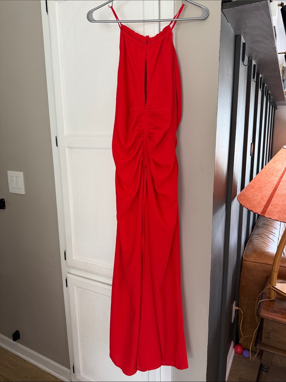 ASOS Red Ruched Midi Dress